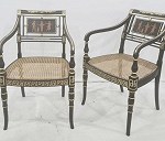 Pair of painted wooden armchairs  x 2