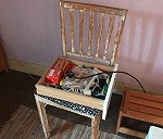Vintage Kuchenschrank, pie safe, shelf, cocktail cart, chair, 2 small cabinets