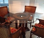 small tabel and 3 chairs wicker