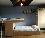 cama litera armario bajo, armario alto, estateria y escritorio