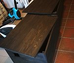 3 skrzynie drewniane (86x62x40) ławka (113x19x50)
