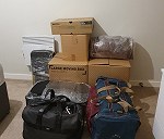 10 pudeł/toreb z rzeczami (łączna waga okolo 100kg)