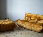 Two-seater sofa x 1, Pouffe x 1